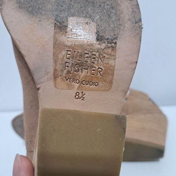 Eileen Fisher Tote Chic Ankle Boots Stacked Heel Size 8.5 Earth Tumbled Nubuck - Picture 11 of 13